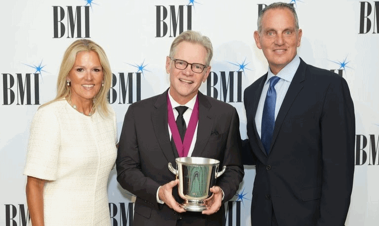 BMI’s Leslie Roberts and Mike O’Neill with BMI Icon Steven Curtis Chapman